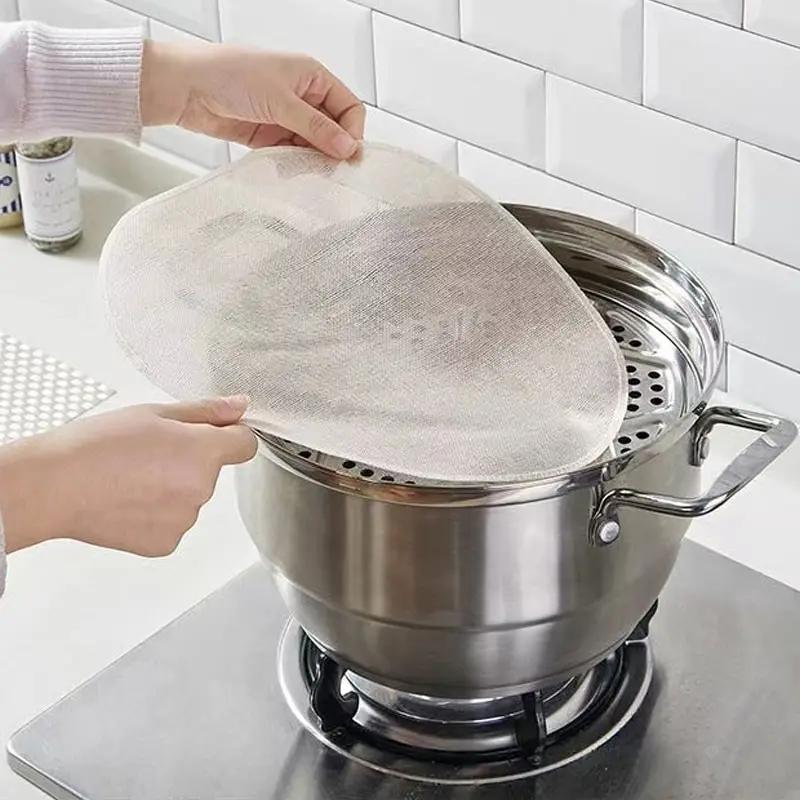 5Pcs 30CM Pure Cotton Steamer Cloth Household Drawer Cloth Steamed Rice And Bun Mat Round Cotton Gauze Kitchen Steamer