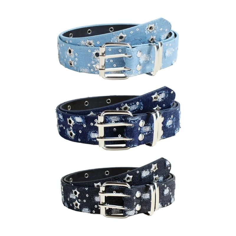 Stylish Double Eyelet Belt for Women Star Grommet Ideal for School and Outdoor Activity