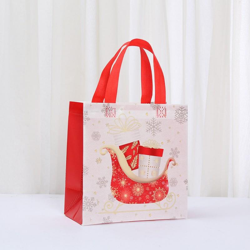 Reusable Nonwoven Christmas Gift Bag With Cartoon Print Waterproof Tote Party Favors Takeout