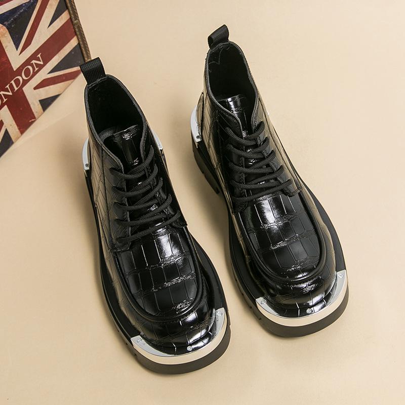 

Men s leather boots foreign trade large size new men s high-top leather shoes fashionable British style big head leather shoes can be 46