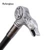 Bastone da passeggio testa di lupo in resina argentata Bastone decorativo in acciaio moda Pomello bastone elegante Cosplay Bastone pastorale 92cm