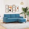 VidaXL 3-seater Sofa with Footrest Blue 180 Cm Velvet, Sofa, Living Room Sofa, 3-seater Velvet Sofa, Sofa 3278276