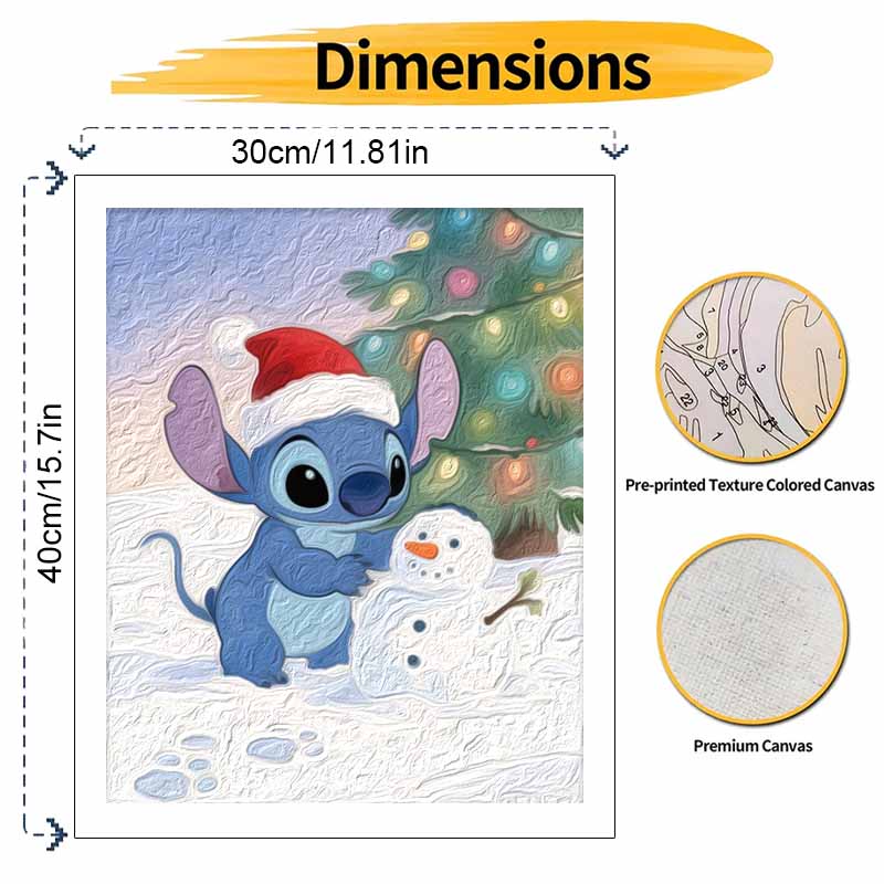 Disney Stitch Christmas Snowman Digital Oil Painting Art Kit Hand Filled Home Decor