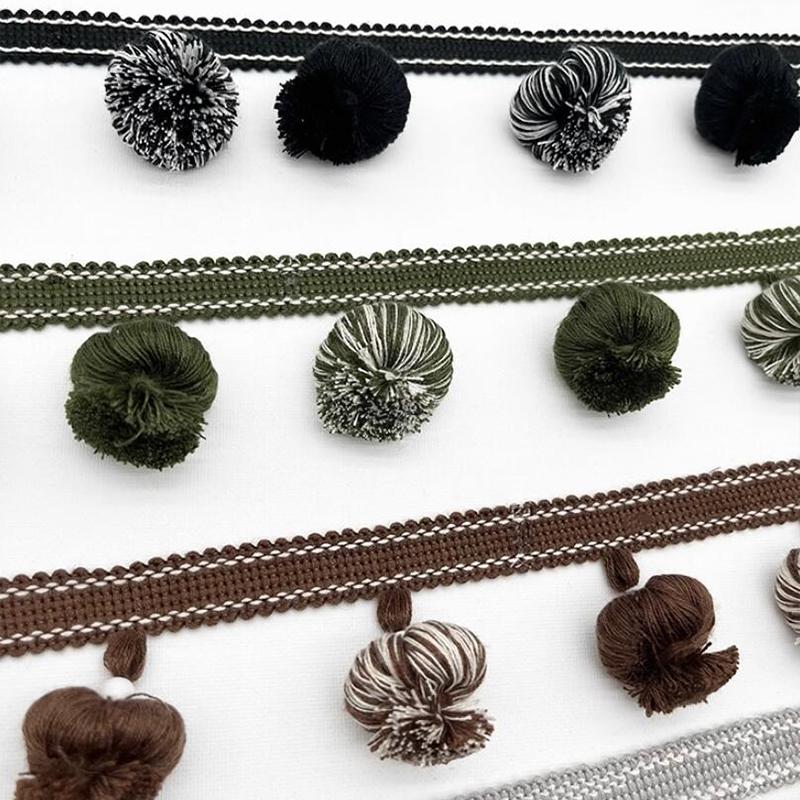 1/2/3M Tassel Fringe Lace Trim Ribbon Sofa Curtain Tablecloth Diy Decorative Pom Pom Ball Fringe Lace Edging Upholstery Crafts