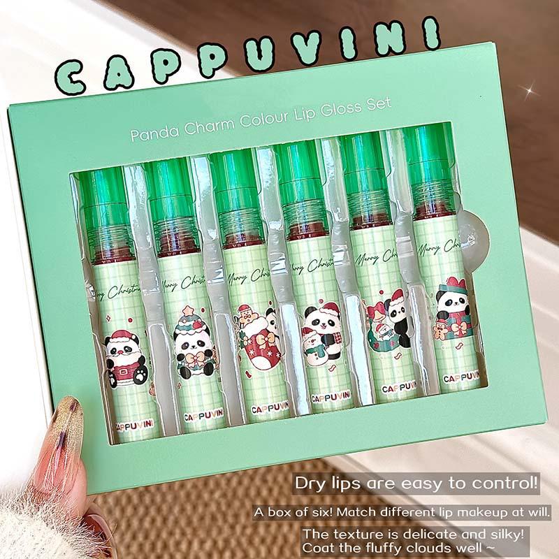 Cappuvini Panda Cute Color Lip Gloss Set: Matte & Natural for Students