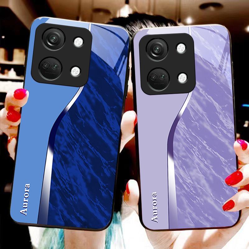 Water Pattern For OnePlus Nord 3 5 6T 7 Pro 8 12 10T Reno8 Lite 5G 10R Nord N30 Hard Shell Tempered Glass Phone Case Black