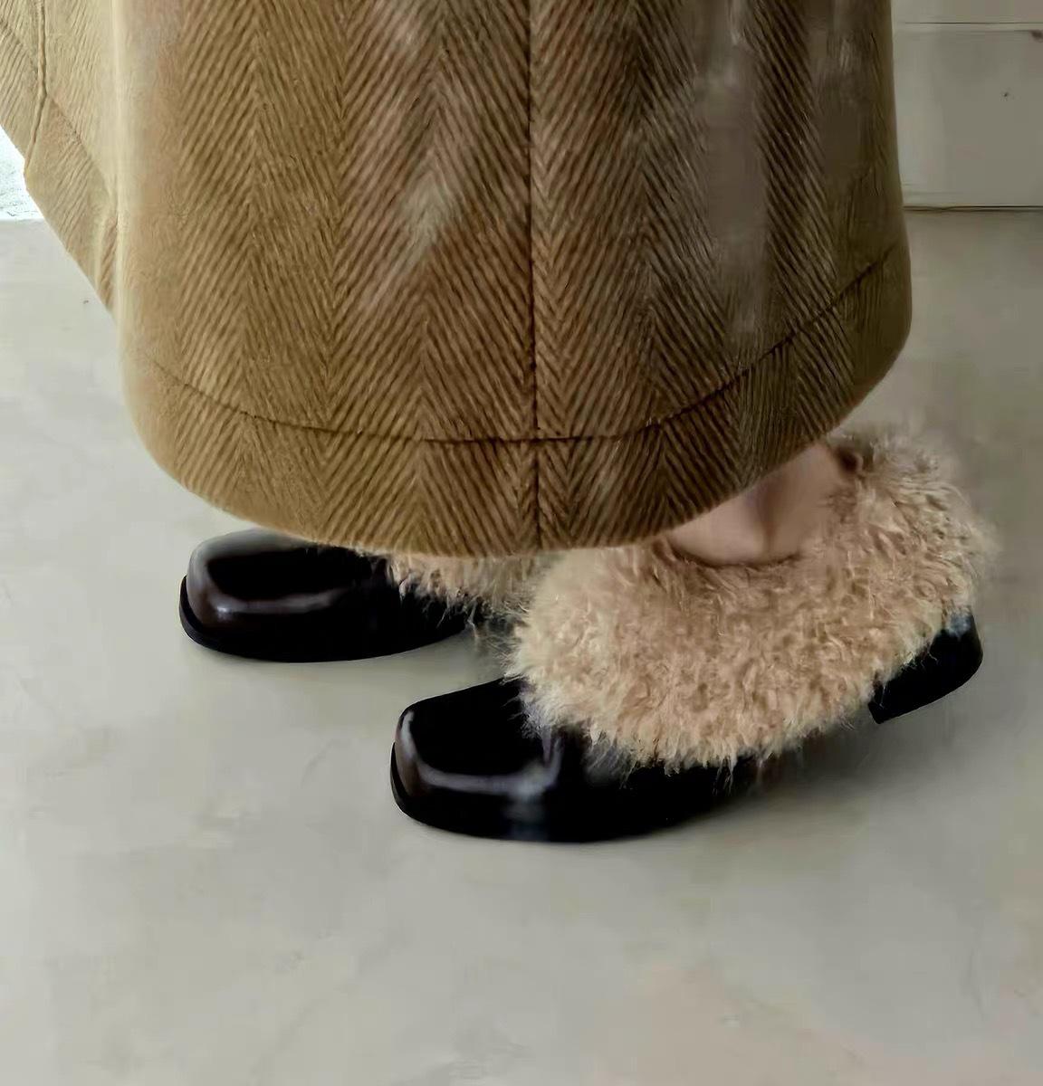 

Leather suede Korean version niche pig s trotters split-toed ballet flats with Mary Jane single shoes women s summer autumn 40