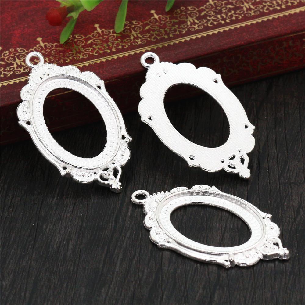 10pcs 18x25mm Inner Size 7 Colors Vintage Style Cameo Cabochon Base Setting Charms Pendant Necklace Findings