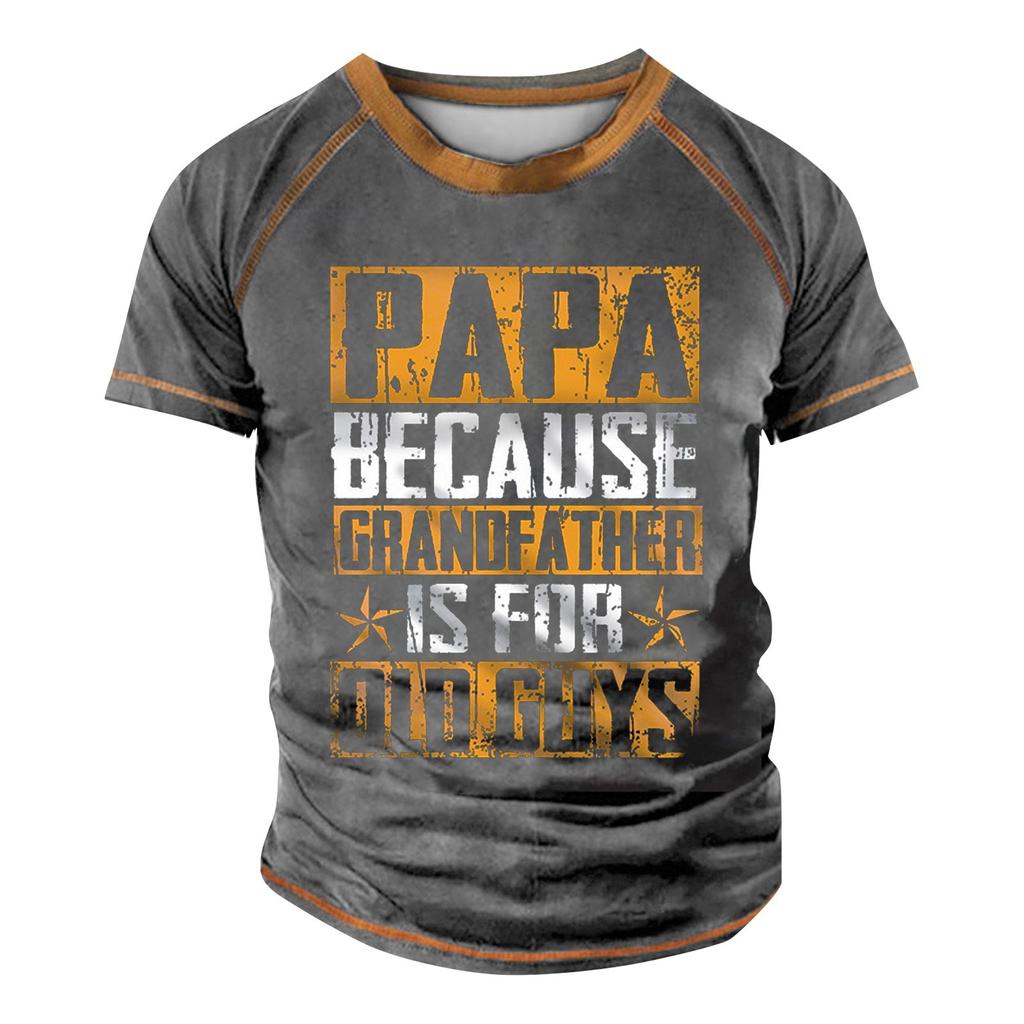 Camiseta raglán retro de manga corta con cuello redondo y estampado de letras para hombre