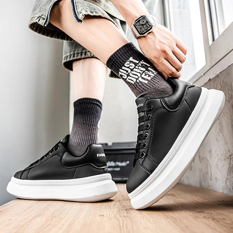 Men Casual Shoes Summer New Couple's White Shoes Women Same Style Board Shoe Increase Height Men's Footwear Rubber Sole Sneakers