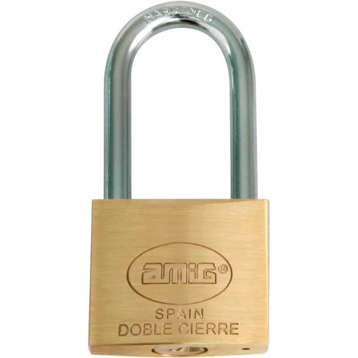Cadenas de sécurité - amig - 60mm - laiton et acier traité - imperméable - 2 clés incluses