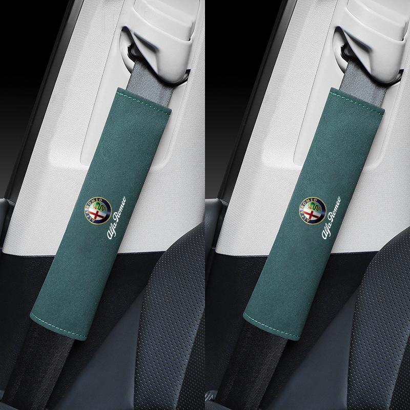 Car Stickers For Alfa Romeo 2Pcs Car Seat Belt Cover Shoulder Pad For Alfa Romeo Giulia Stelvio Giulietta 156 159 147 Mito Tonal
