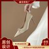 361-5 Simple and Versatile Temperament Bow High Heels Pointed Thin Heels Single Shoes Are Not Tired of Spring