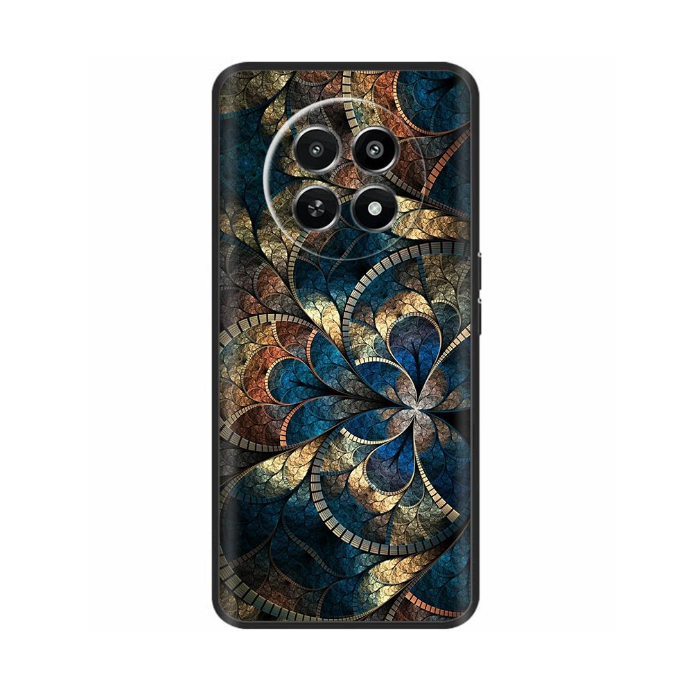 Für Realme 12 5G 12X Handyhülle Cover Blumen Aufdruck Weiches Schwarzes TPU Fundas Für Realme12 12 X Bumper Schale Para Coque Etui Capas