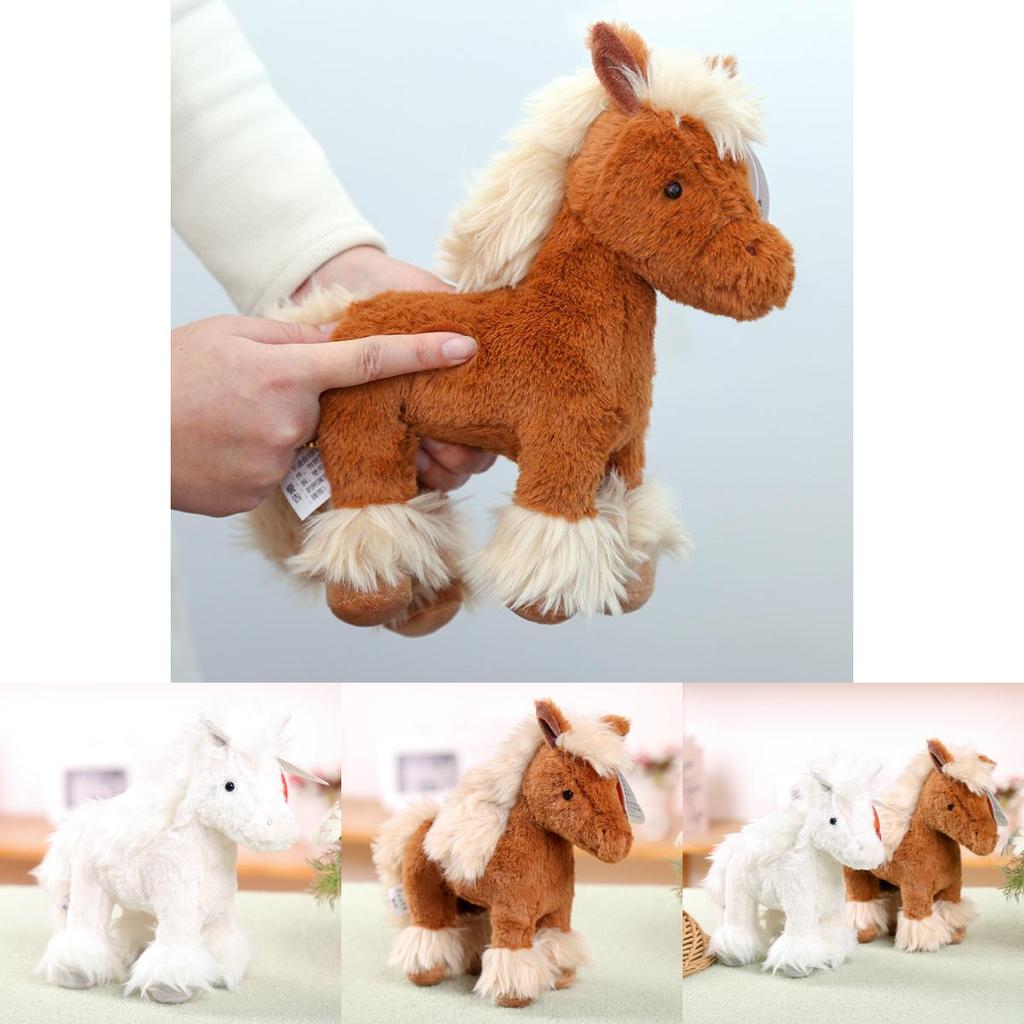 Cute White And Brown Horse Plush Toy For Bedroom Decor