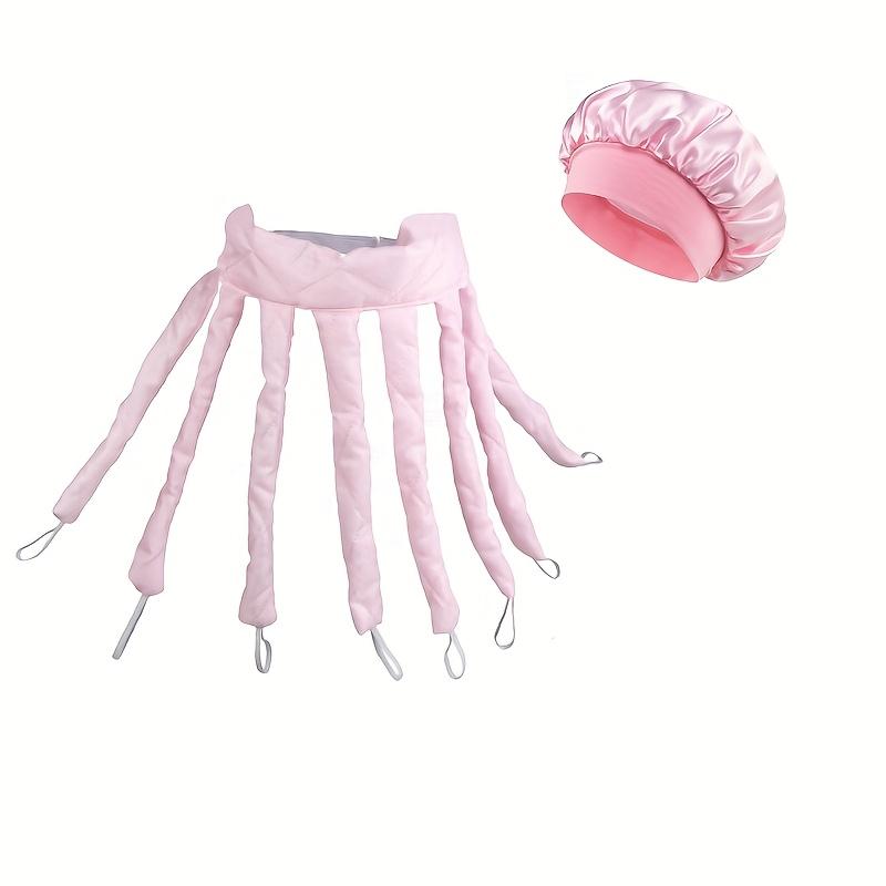 Set de 2 Piezas Diadema Rizador de Pulpo Gorro de Noche Adecuado para Cabello Largo Satén Rizador No Térmico Correa Ajustable Herramientas de Peinado