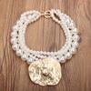 Statement Vintage Pearls Necklace with Geometry Pendant Women Girl Trendy Vintage Wedding Party Jewelry