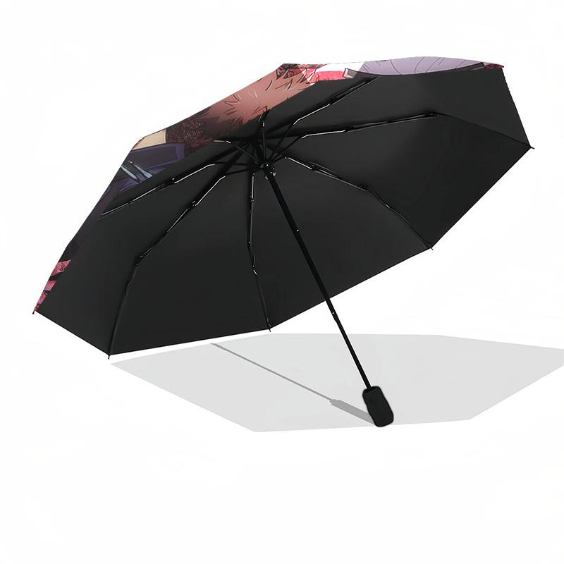 1 Stück Jujutsu Kaisen Inspiriertes Regenschirm Automatisches Öffnen Schließen, Tragbares 3-fach Design, 8-Speichen Eisenrahmen, Outdoor, Perfektes Geschenk für Fans, Reisende,