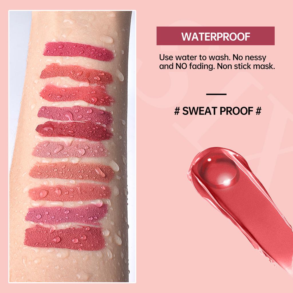 LAMUSELAND Lips Set Keep Smile Waterproof Matte Liquid Lipstick Long-Lasting Non-stick Cup Lip Gloss Lip Plump Oil Lip Makeup 1.5g