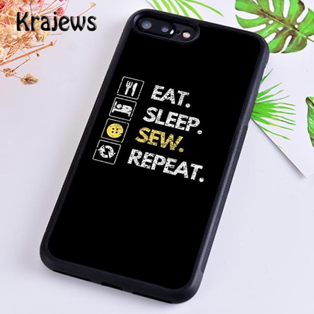 Krajews Eat Sleep Sew Repeat Phone Case Cover For iPhone 17 Air 16 15 14 plus 11 12 13 pro max coque Shell Fundas