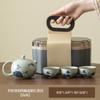 Hand-Painted Teapot, One Pot, Three Cups, Ge Kiln Ice Crack Glaze, Ceramic Kung Fu Tea Set, High-End Travel Storage Gift Box