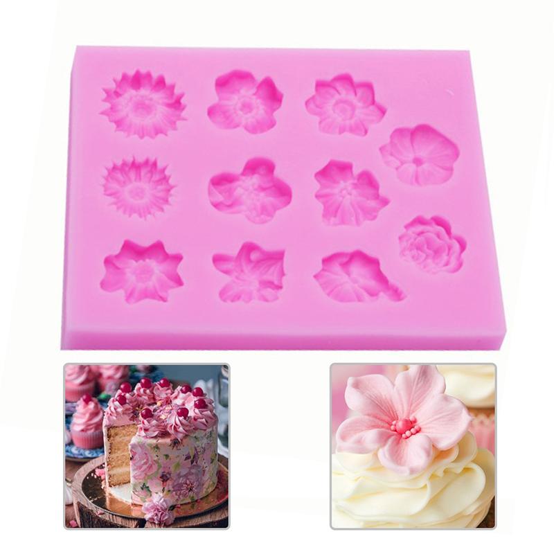Sunflower Rose Flowers Shape Silicone Mold Cake Diy Crafts Mould Tools