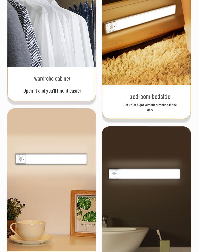 Rechargeable LED Motion Sensor Night Light Strip for Cabinets and Wardrobes