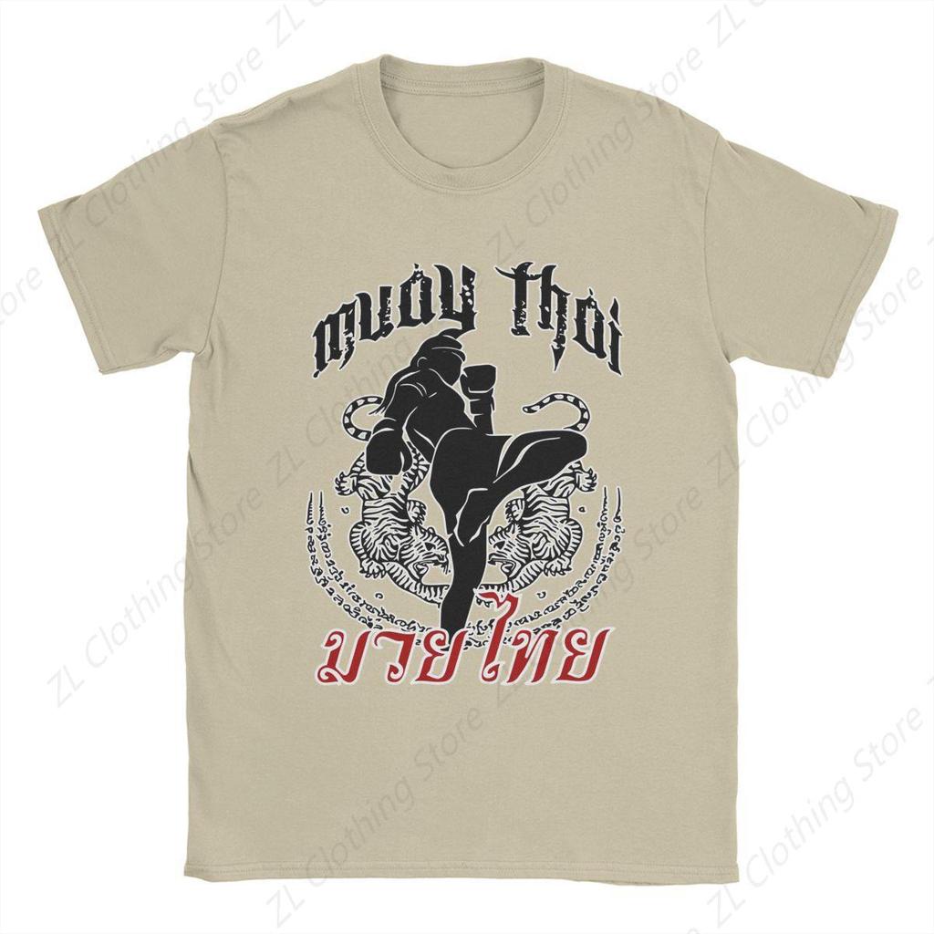 Muay Thai Tiger Jiu-jitsu T-Shirt Men Brazilian Boxing Fighter Vintage 100% Cotton Tees Short Sleeve T Shirts Plus Size Clothing