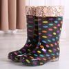 Fashion outer wear medium tube waterproof shoes rain shoes rain boots women's summer kitchen work rubber shoes adult treading overshoes non-slip