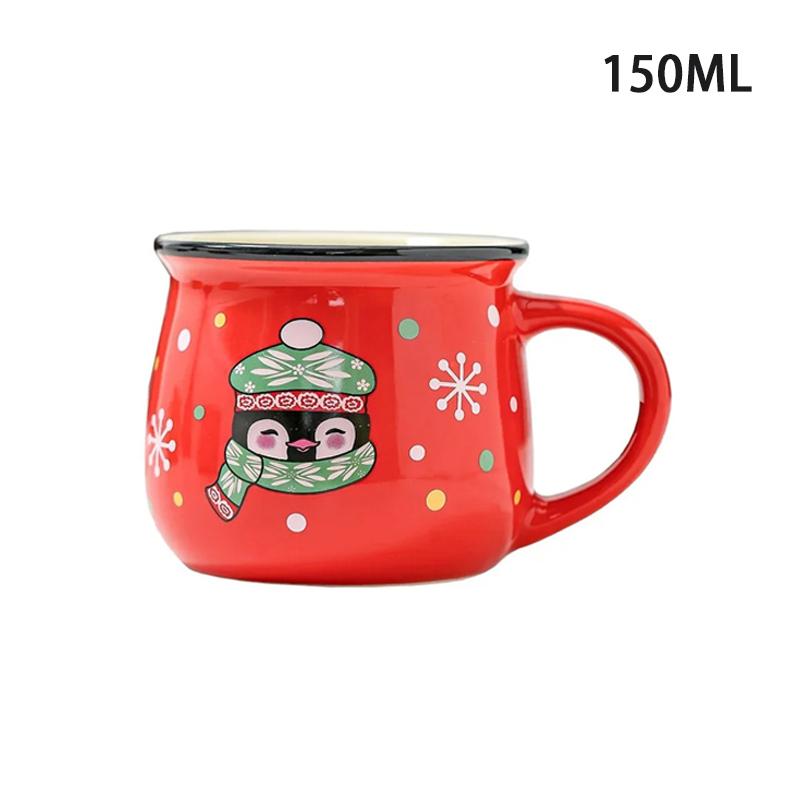 150ML/350ML Christmas Mugs Ceramic Cute Santa Elk Penguin Mousse Cup Coffee Cup for Office Home Milk Coffee Tea Cups Xmas Gifts