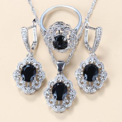 Conjunto de Joias com Pedras Preciosas Pingente Brincos Colar Anel Conjunto para Senhora