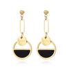 FYSARA New Popular European And American Gold Simple Titanium Steel Necklace Female Lucky Clavicle Chain Necklace Earrings Set