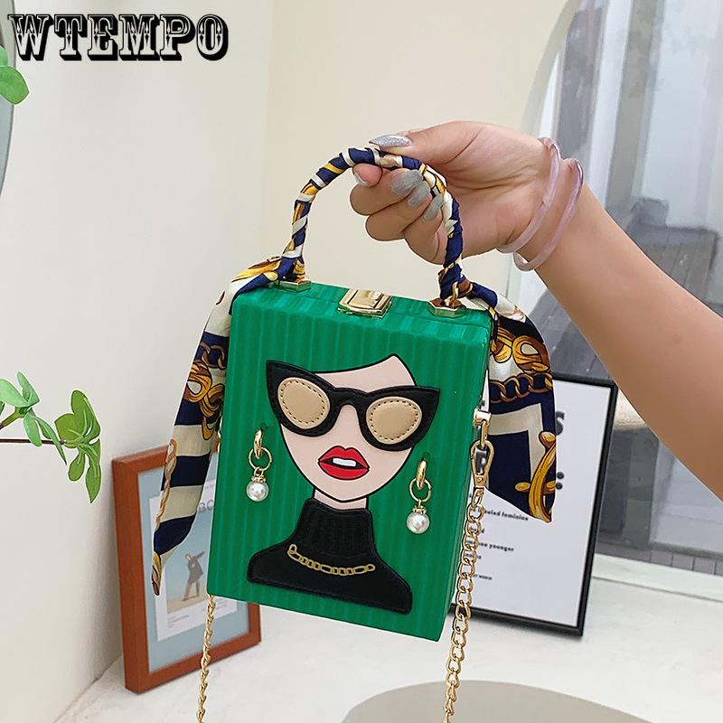 Torebka Pudełko Kreatywna Nisza Graffiti Torebka na Telefon Vintage Torebka Wieczorowa Torebka na Telefon z Łańcuszkiem