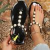 Large Size Summer New Pearl Toe Sandals Beaded Lightweight Flat Women's Shoes Comfortable and Versatile