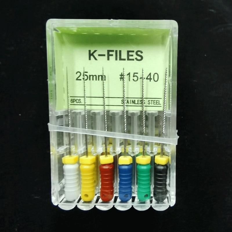 Ferramentas dentárias raiz canal endo k arquivo 25mm instrumentos endodonticos de aço inoxidável dentista odontologia