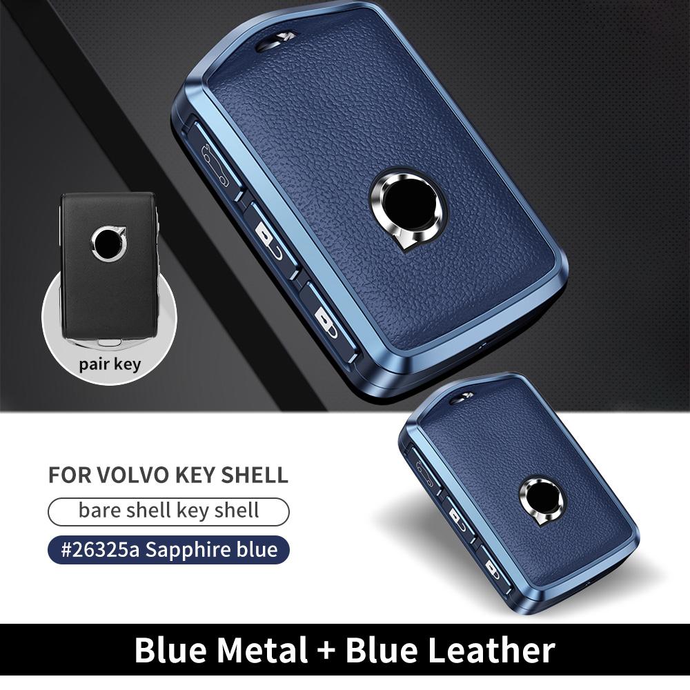 Metal Leather Car Remote Key Case Cover Shell For Volvo XC60 XC40 XC90 S90 V60 S60 V90 2010-2022 Holder Protector Fob Keychain