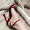 Summer Sandals Women New One Line Strap Super High Heel Sandals Women's Pointed Thin Heels Banquet Red Simple High Heels
