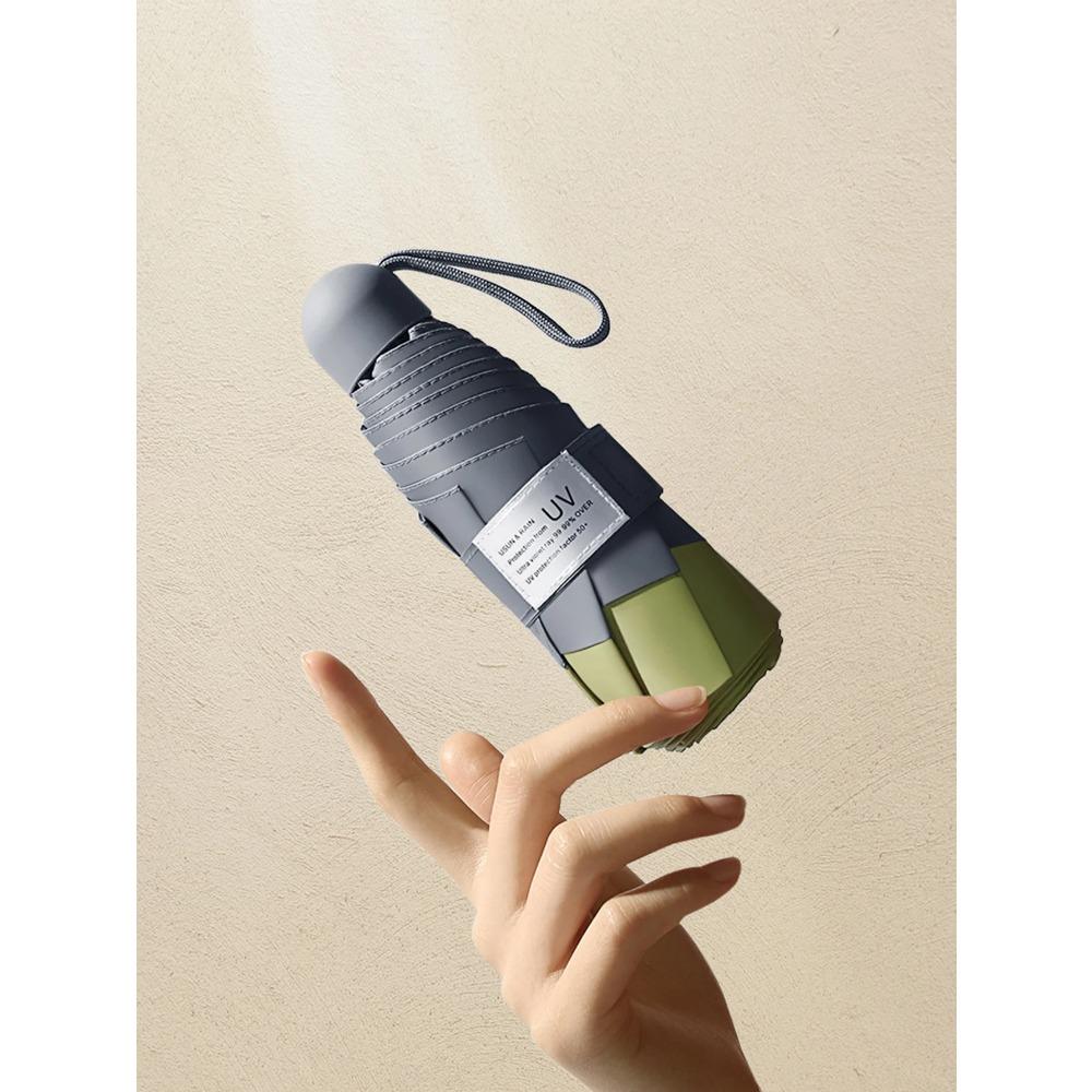 New Colored Eight Bone Five Fold Umbrella with Enlarged Pocket Umbrella, Black Gel Sun Protection, UV Protection, Sunny Umbrella