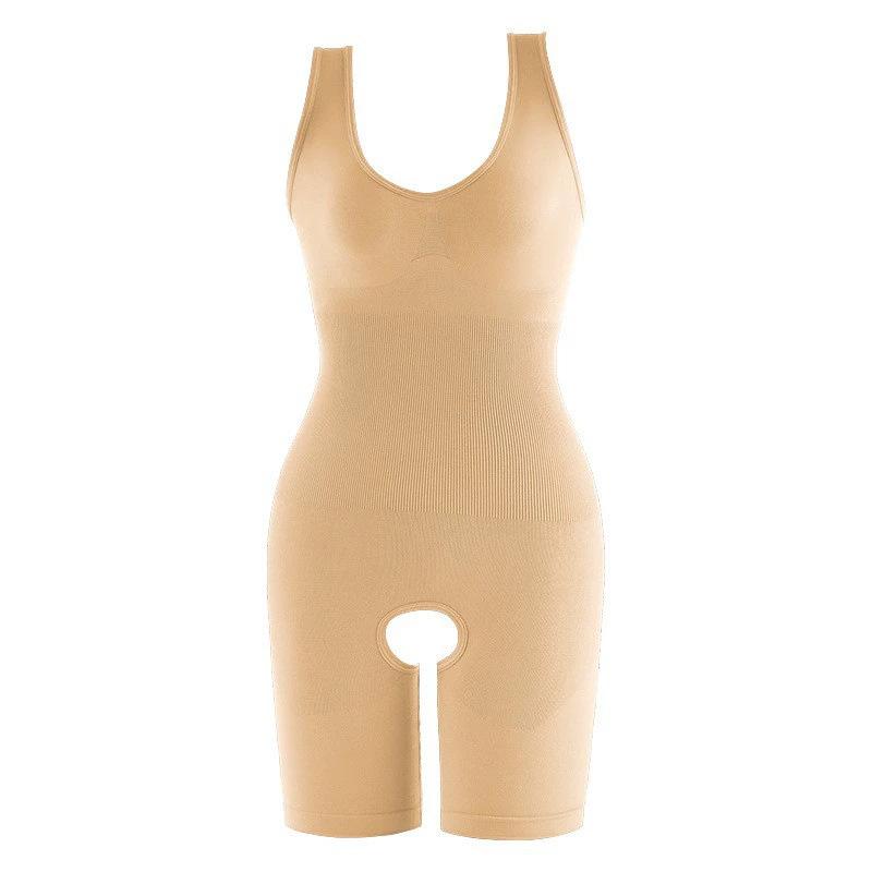 Seamless Plus Size Bodysuit with Built-in Bra, Bust-Lifting, Waist-Shaping, Figure-Sculpting, Butt-Lifting, Crotchless, Flat-Front Tummy-Control Pants