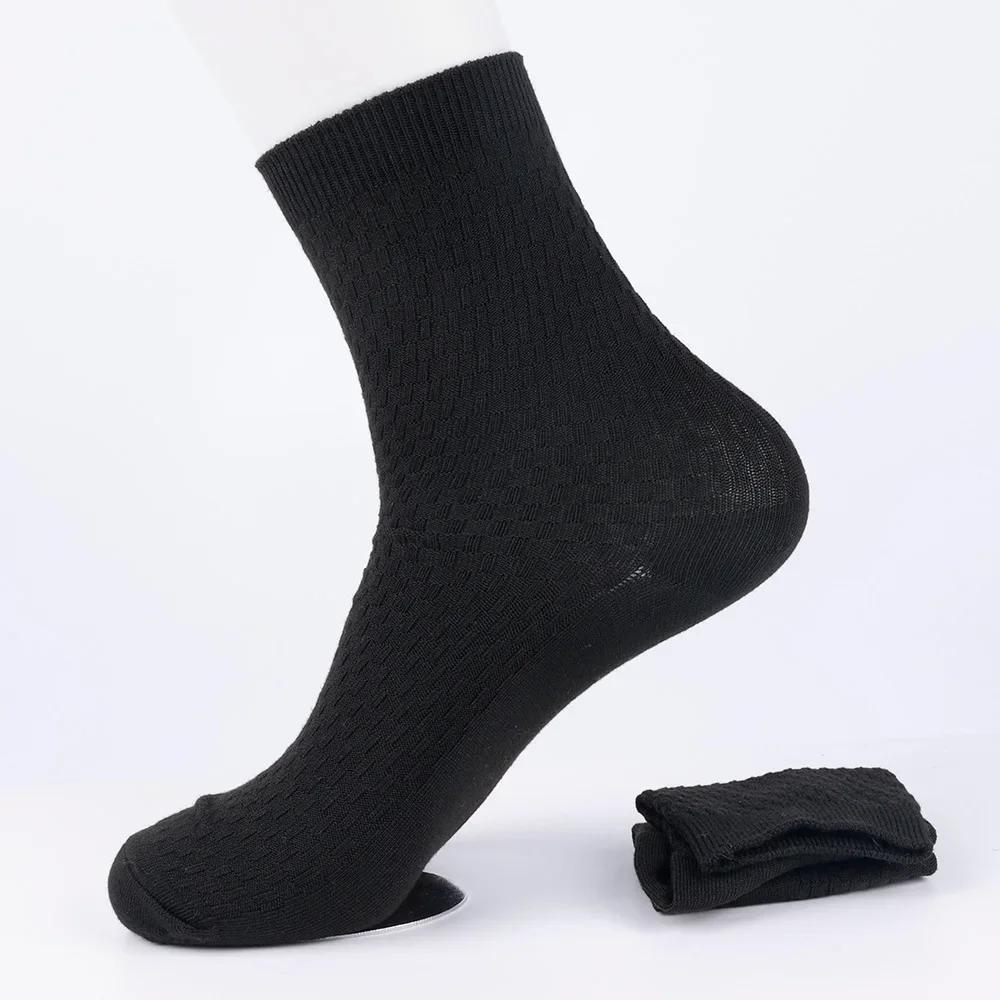 Bamboo Fiber Men Socks High Quality Breatheable New Compression Solid Color Casual Business Anti-Bacterial Mid-tube Stockings