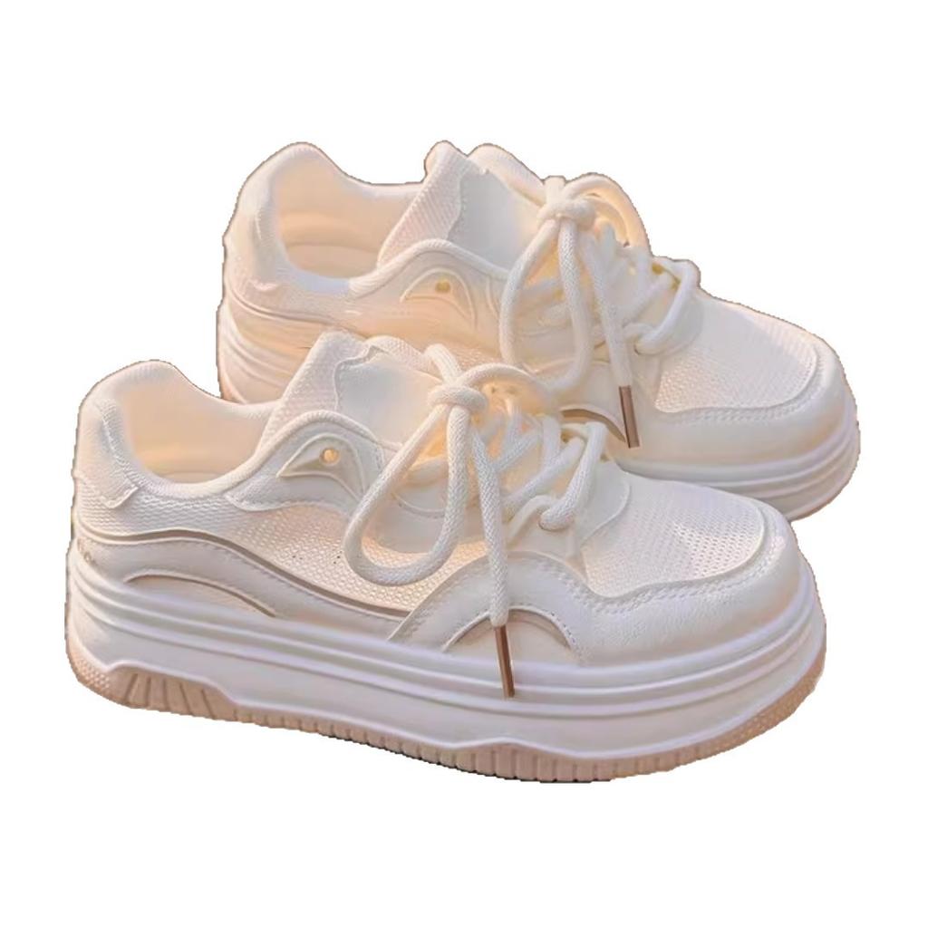 Summer women's shoes little white shoes women's 2025 new breathable mesh shoes versatile niche bread shoes platform sports board shoes