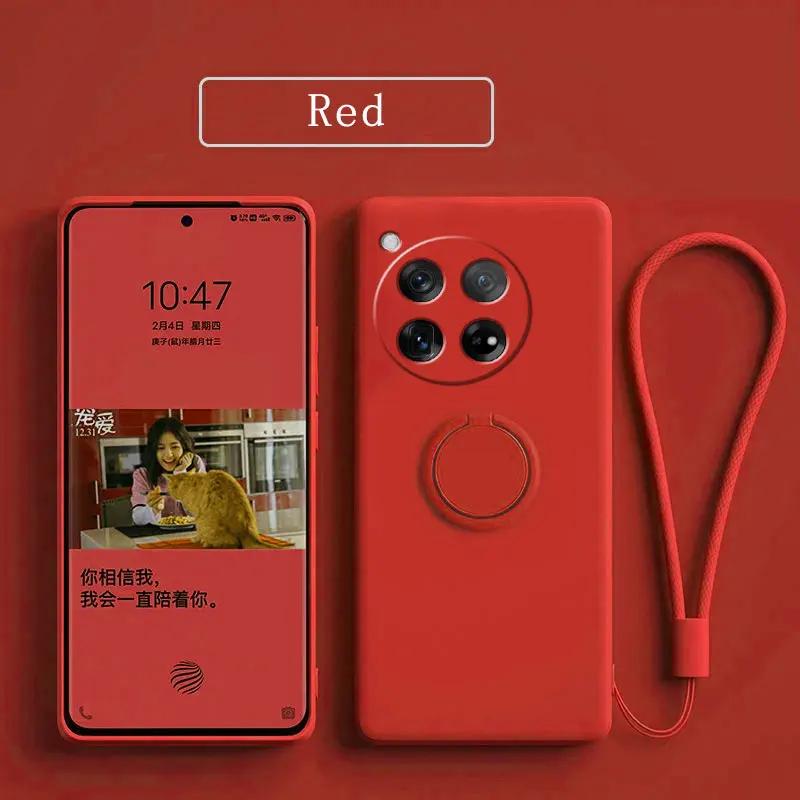Case for OnePlus 13 12 Cases Liquid Silicone Ring Stand Phone Shell Coque for OnePlus 1+12 13 Cover ShockproofBumper Back Funda