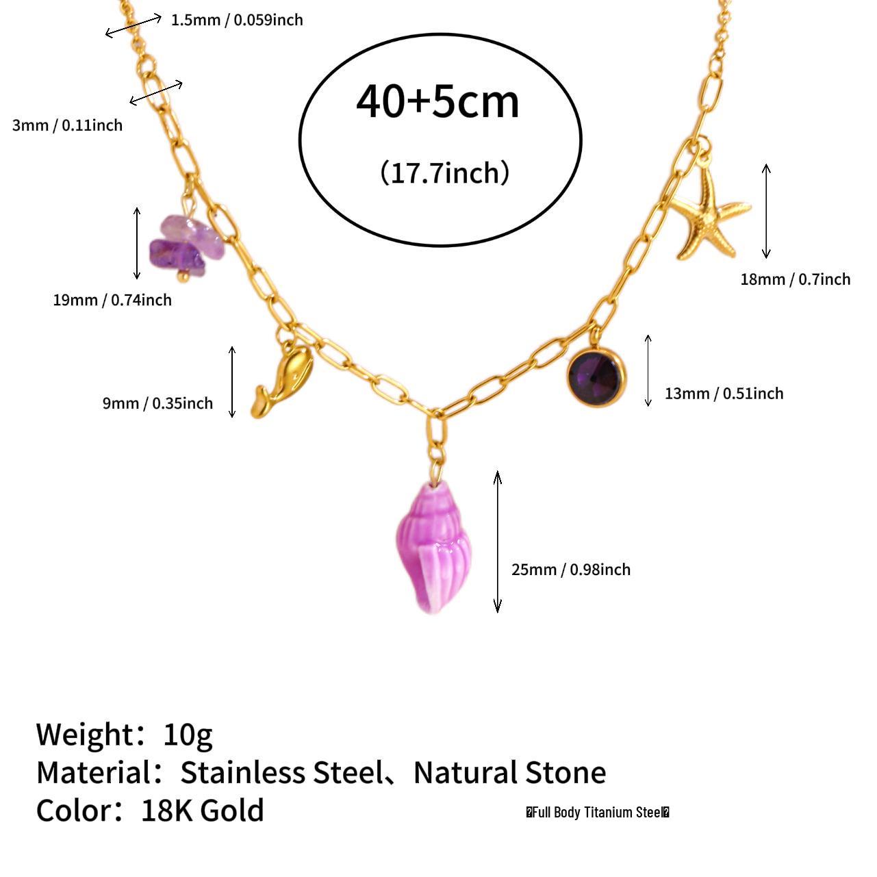 

Подвеска-ожерелье в океанском стиле из титановой стали с 18-каратным золотым покрытием для женщин - Трендовая европейская и американская пляжная мода