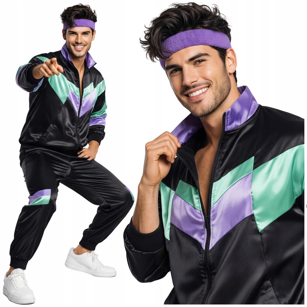 Strój dres lata 80 przebranie retro dresy kostium disco bluza vintage m