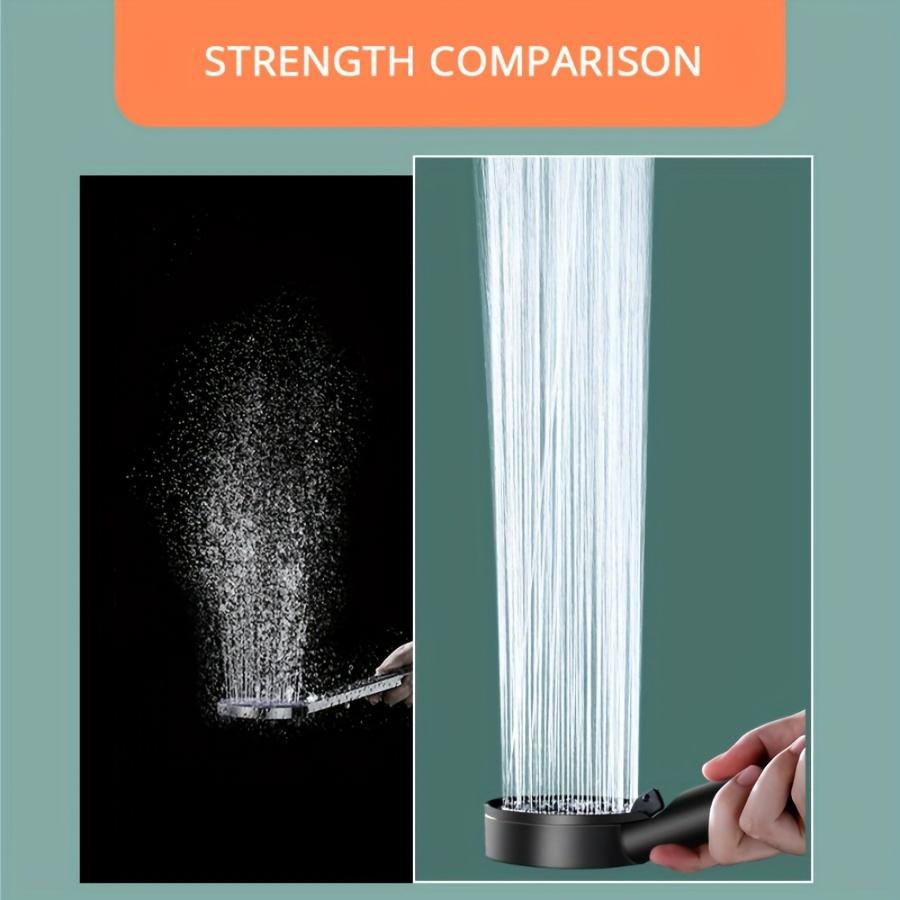 5Mode Multifunctional High-Pressure Water Saving Shower Head Handheld Unscented Strong Boost Head with Power Supply Bathroom Accessory Without Battery