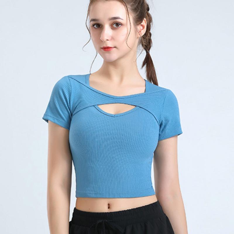 New Yoga Clothing Tops Short-sleeved T-shirt Women Summer Tight Sports Running Stretch Breathable Fitness Tops