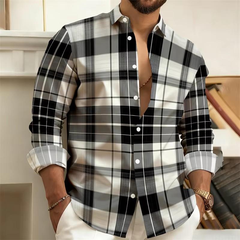 Autumn Winter New Men Clothes Long Sleeve Casual Stripe Shirt