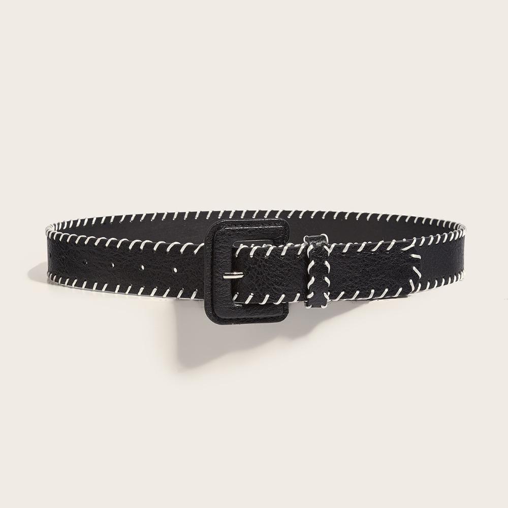 Harajuku Vintage Wide Belt Retro Western Cowboy Belt Casual PU Leather Waistband  Lady