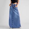 Women's High Waist Retro Denim A-line Skirt - Slimming Mid-length for Spring, Summer & Autumn