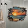 Easy Installation Wall Coverings 3D Beach Scenery Sticker, Sunset Coconut Tree Mural, PVC Waterproof Decal, Modern Interior Transformation Removable